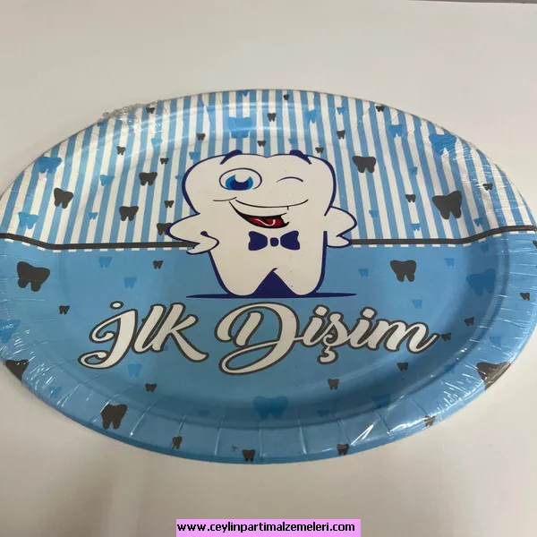 İlk Diş Mavi Temalı Karton Tabak